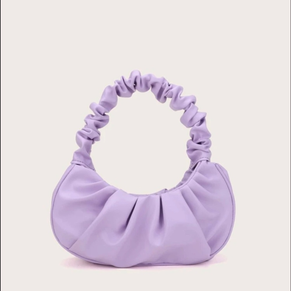 Baguette Ruched Mini Shoulder Mini Leather Purse.